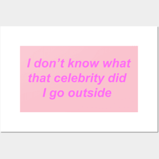 "I don't know what that celebrity did I go outside" ♡ Y2K slogan Posters and Art